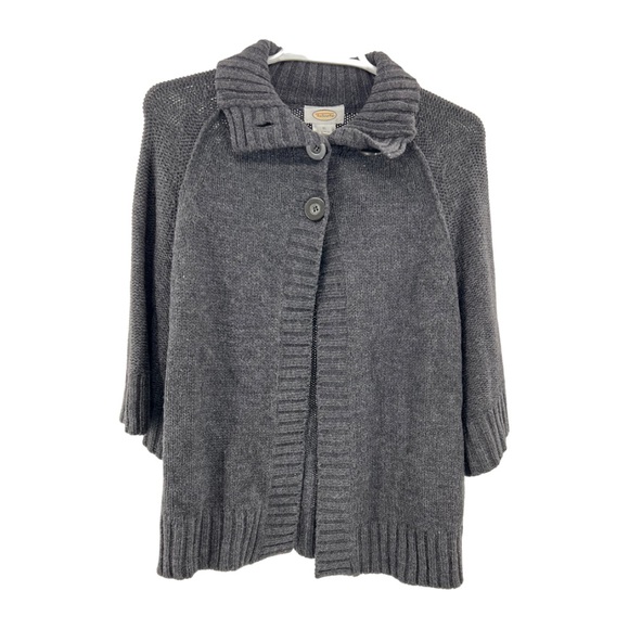 Talbots 3 button charcoal gray sweater cape 3/4 sleeve casual business XL - Picture 1 of 6